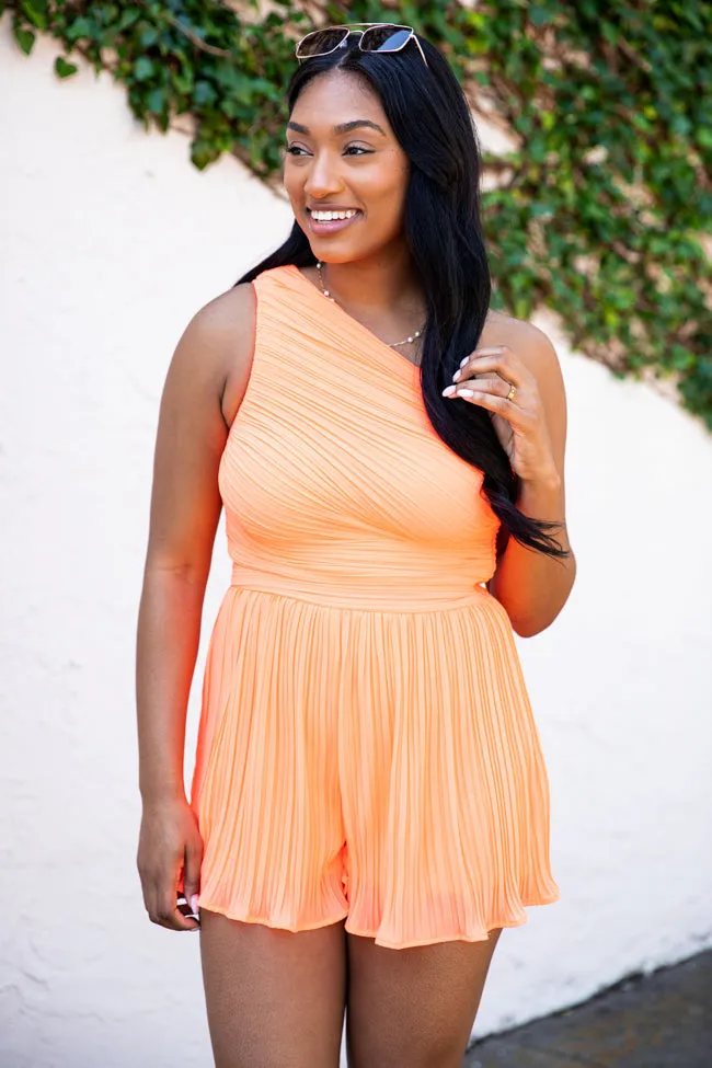 Summer Stroll Orange One Shoulder Romper FINAL SALE