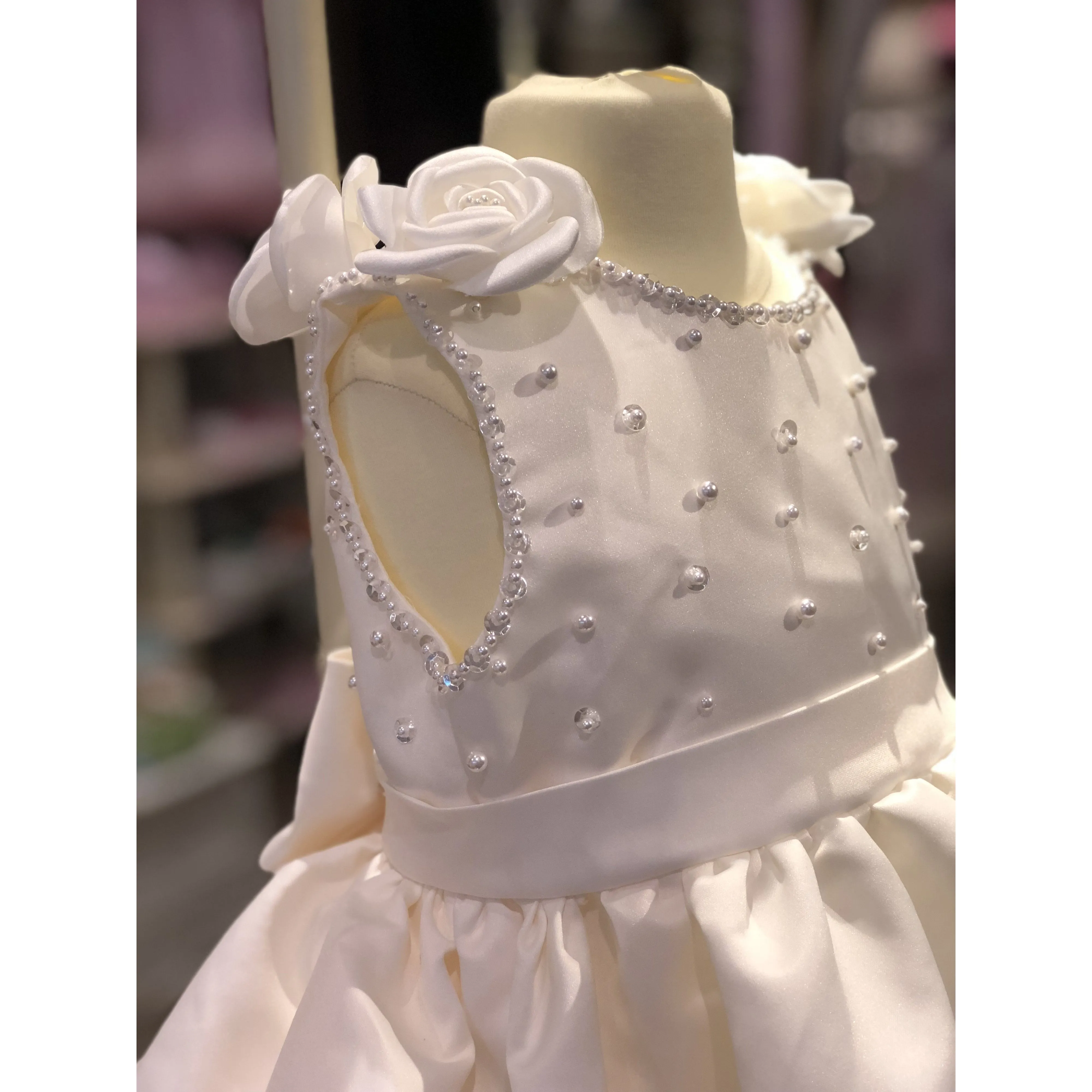 Sweetie Pie Ivory Satin Dress