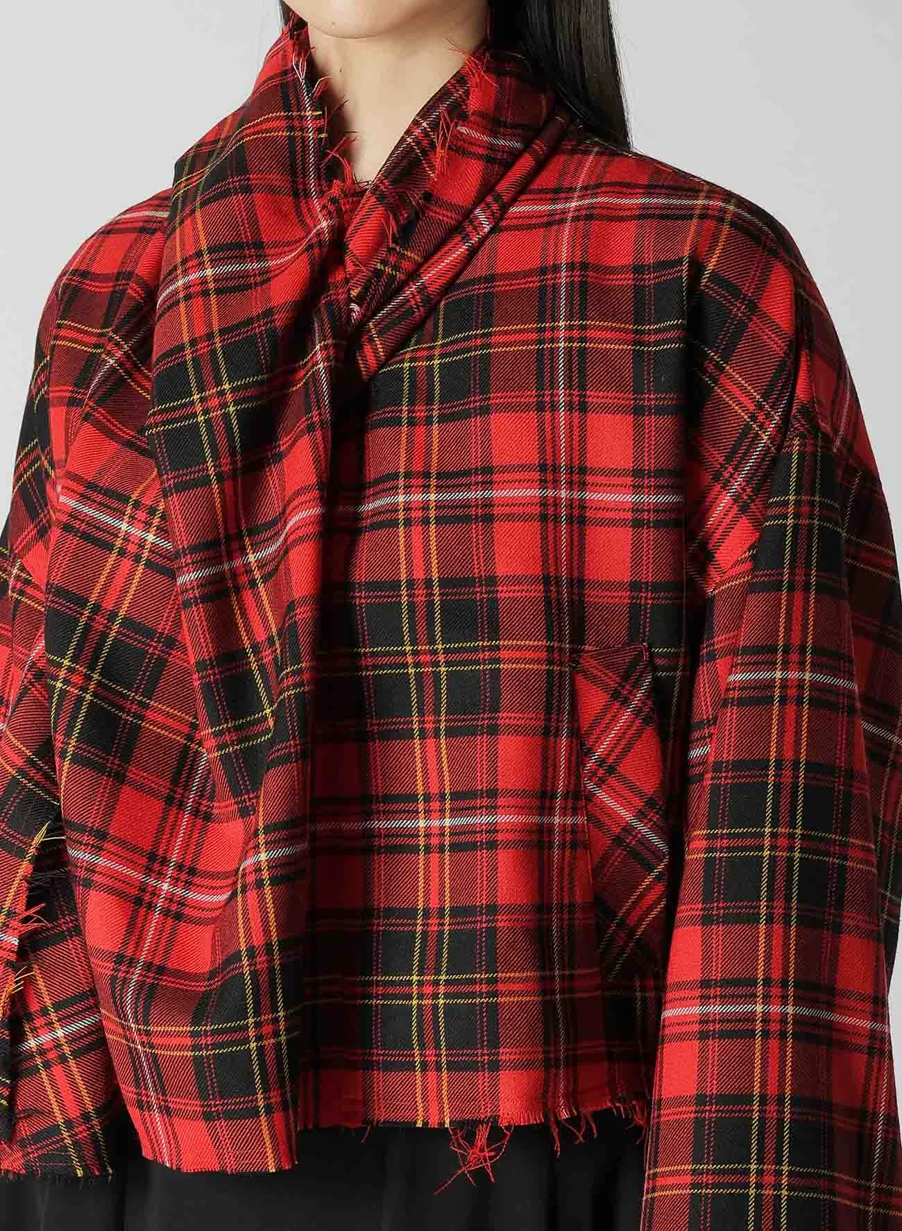 TARTAN CHECK SCARF BLOUSON