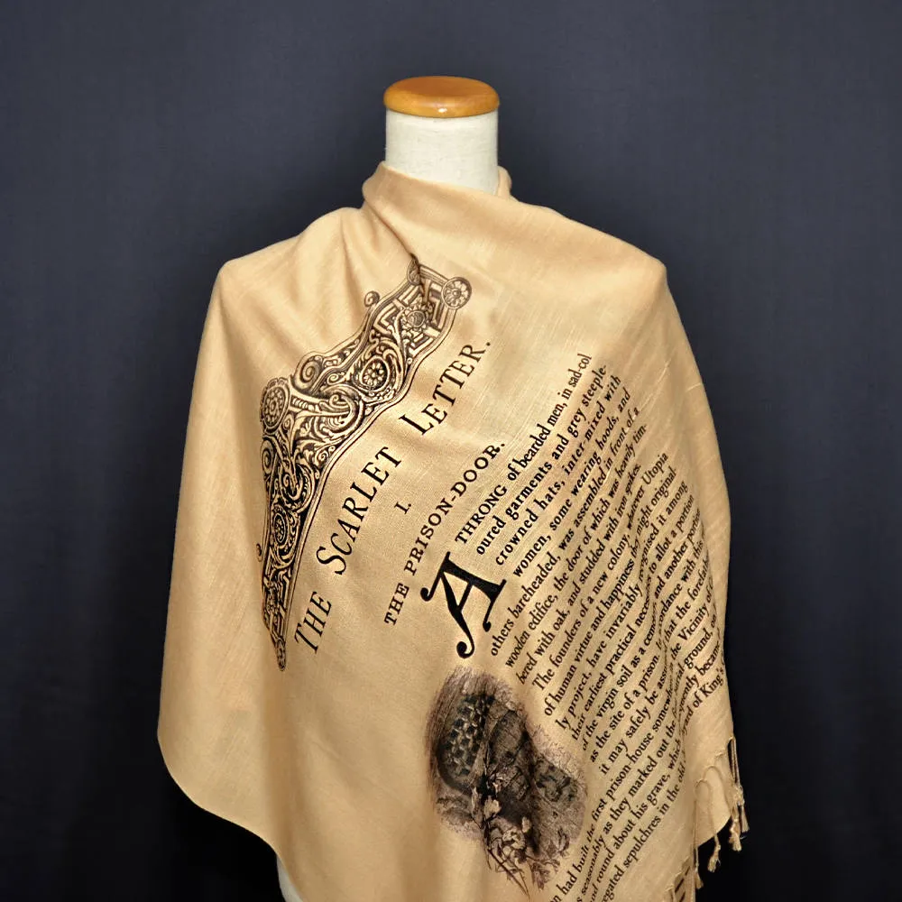 The Scarlet Letter by  Nathaniel Hawthorne Scarf Shawl Wrap, book scarf, Literary scarf, Classic Literature