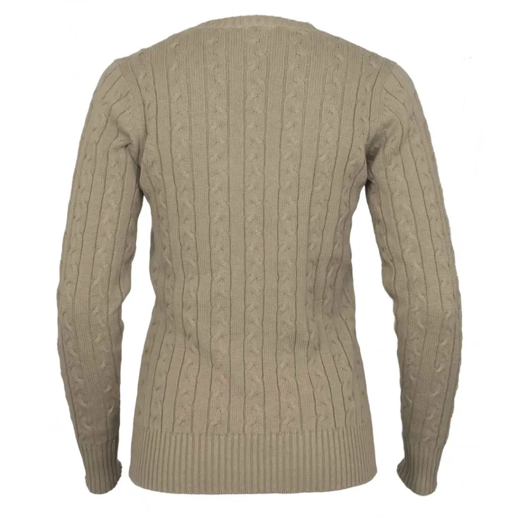 Toggi Ladies Clarksburg V Neck Cable Knitted Jumper Birch