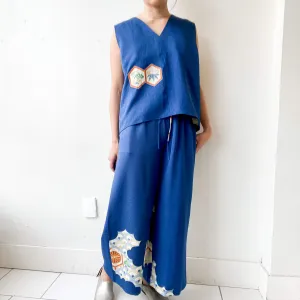 Tsumugi | Vintage Silk Kimono Two Piece | TP3 - Blue