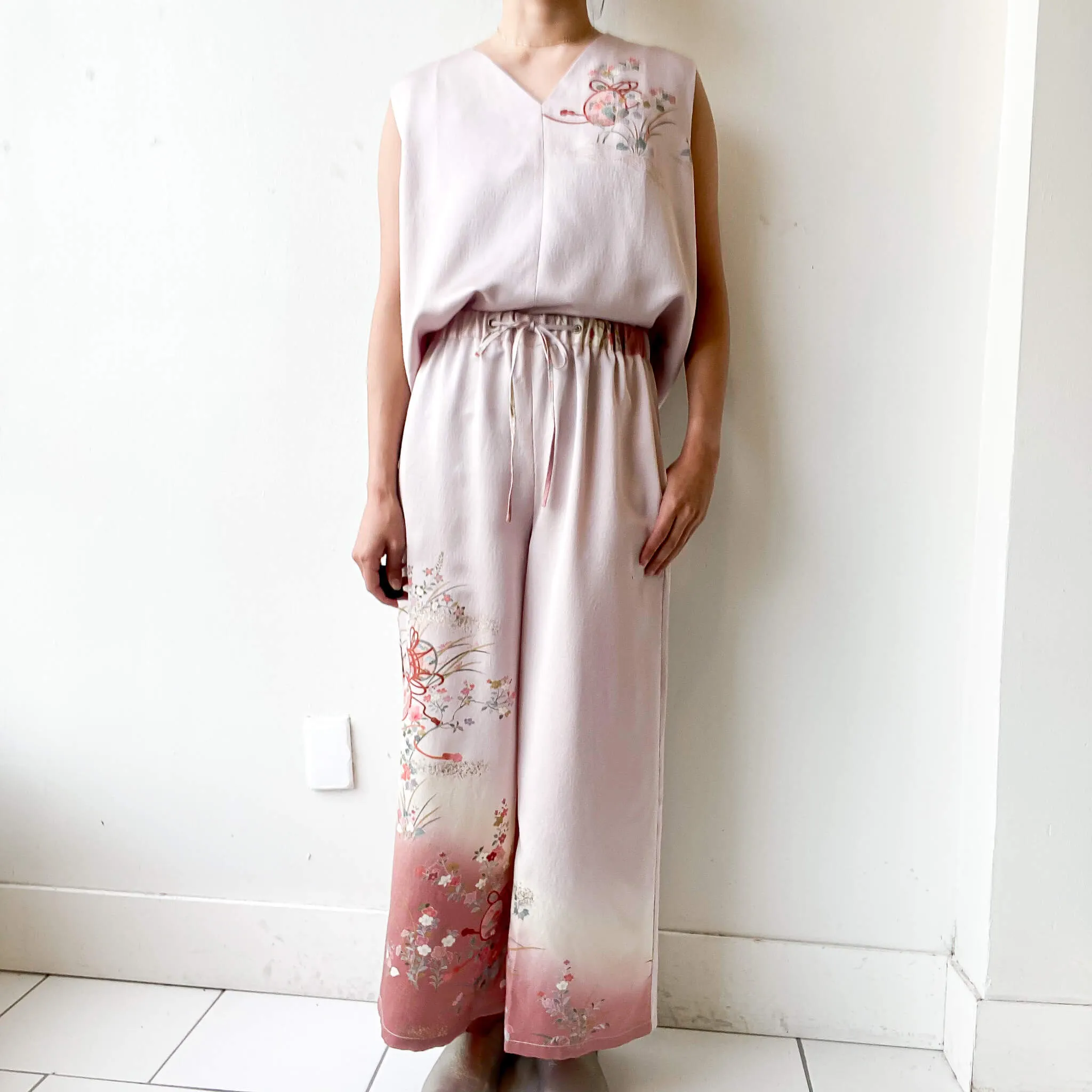 Tsumugi | Vintage Silk Kimono Two Piece | TP5 - Pink