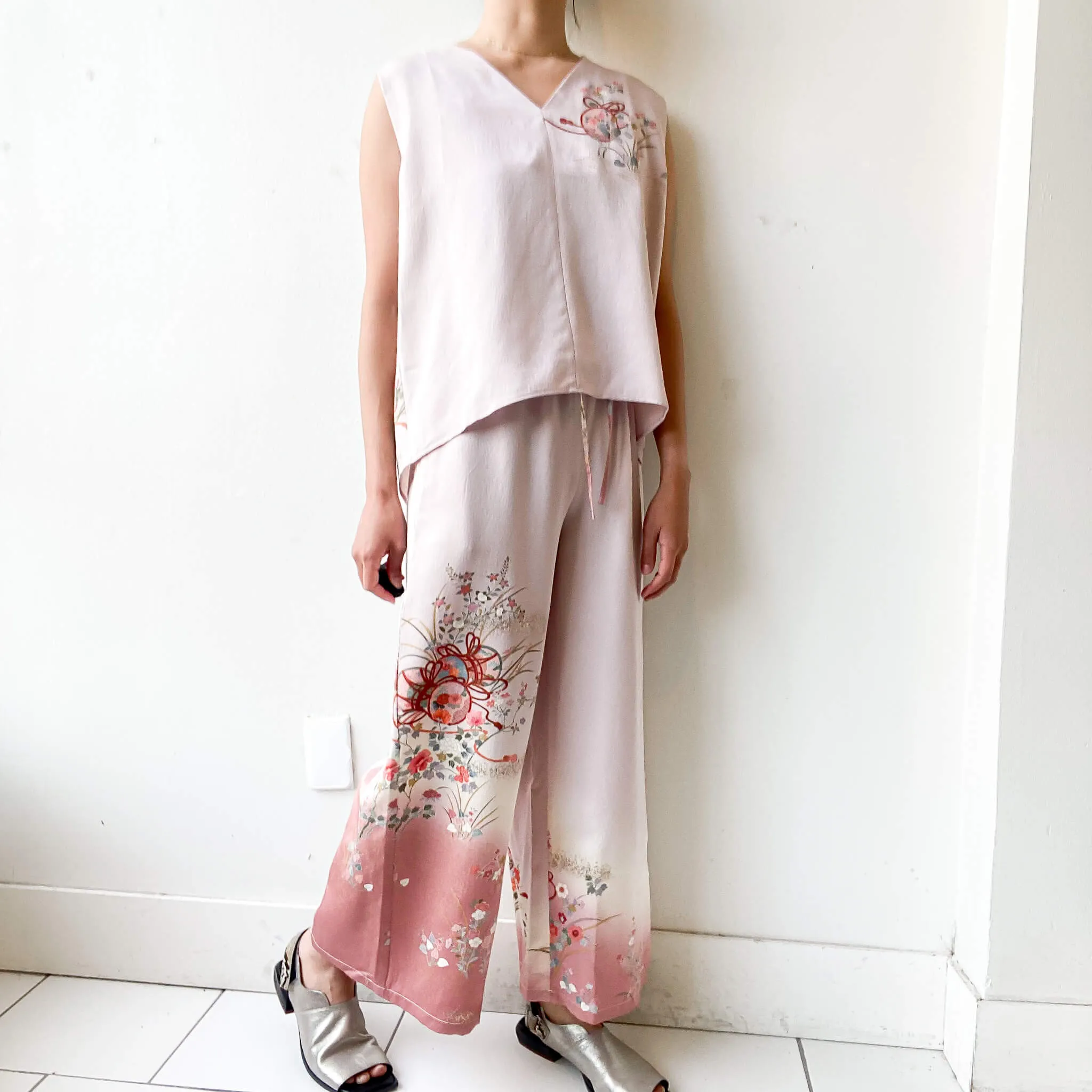 Tsumugi | Vintage Silk Kimono Two Piece | TP5 - Pink