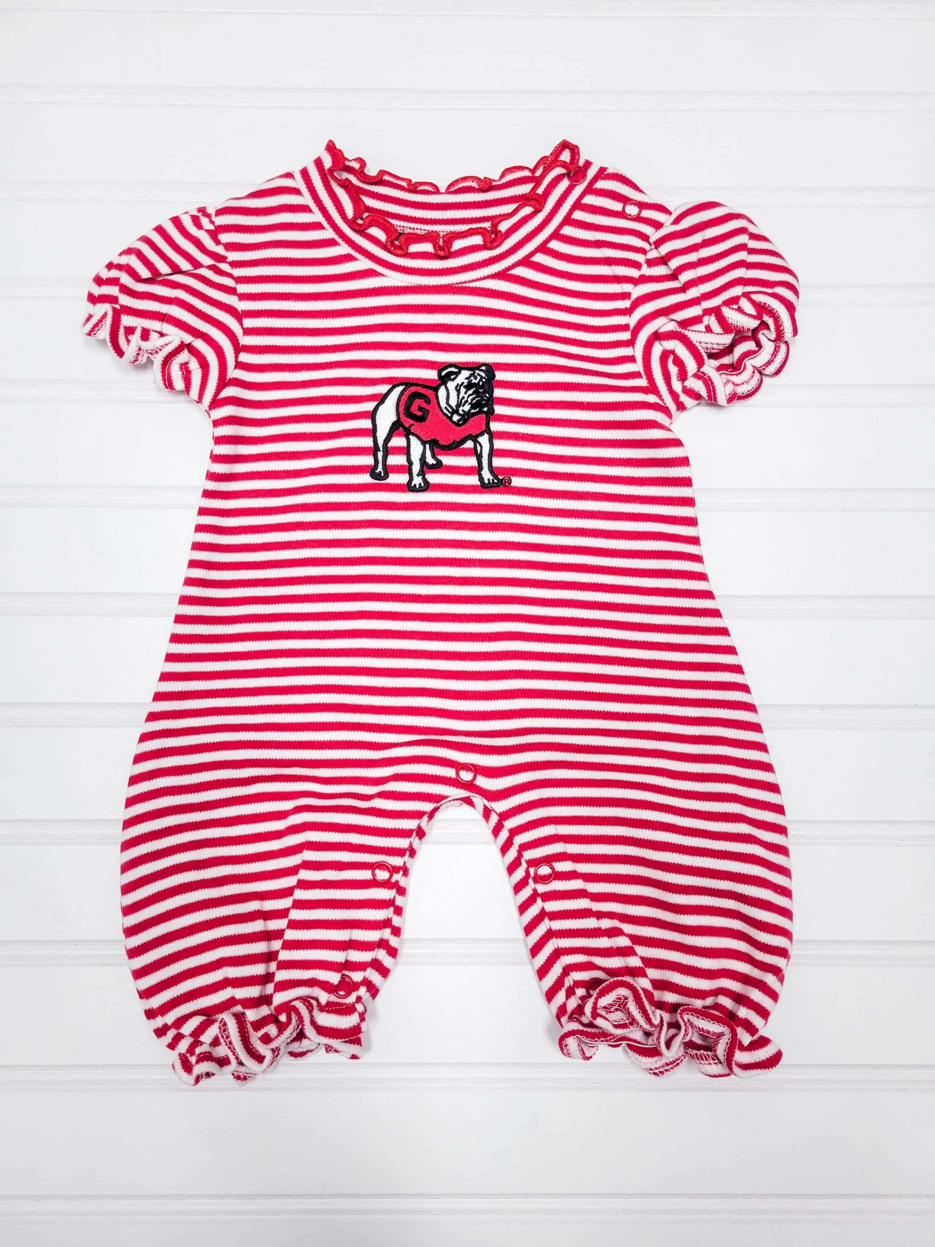 UGA Striped Bubble Romper - Red/White