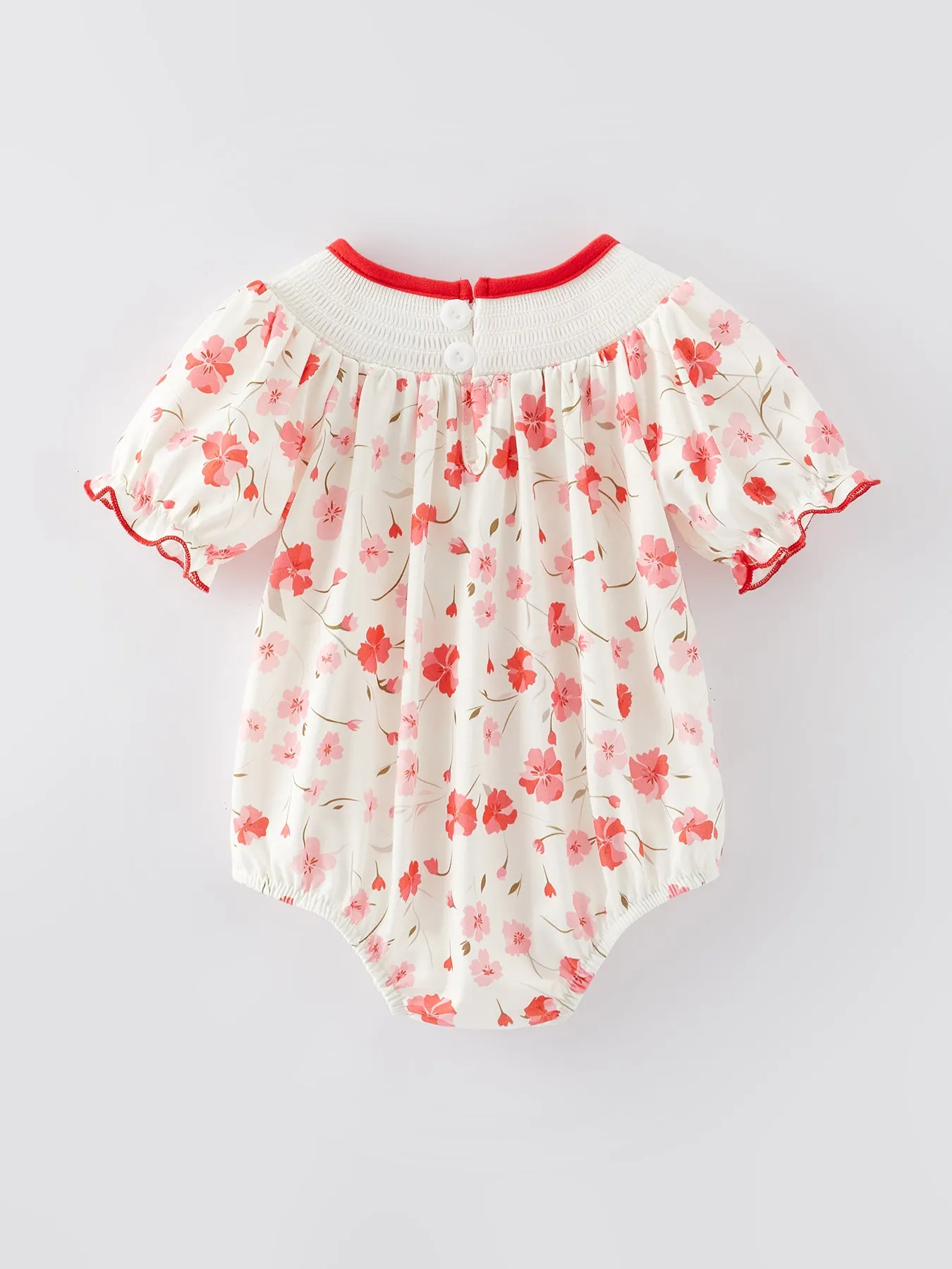 Valentine's Day "I'm so loved‘’Smocking Embroidered Girls Romper