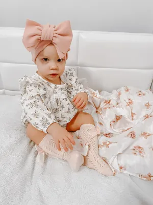 Vintage floral romper and hat set