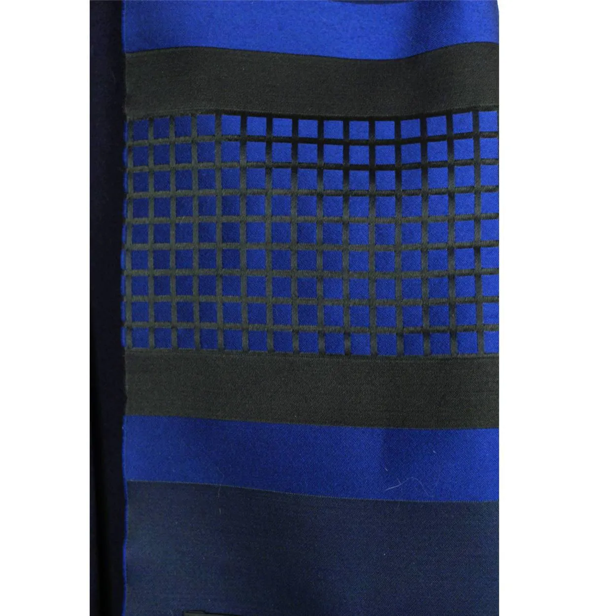 Vintage Mens Scarf Blue & Black Silk Blend Made in France Nouveaute Francaise