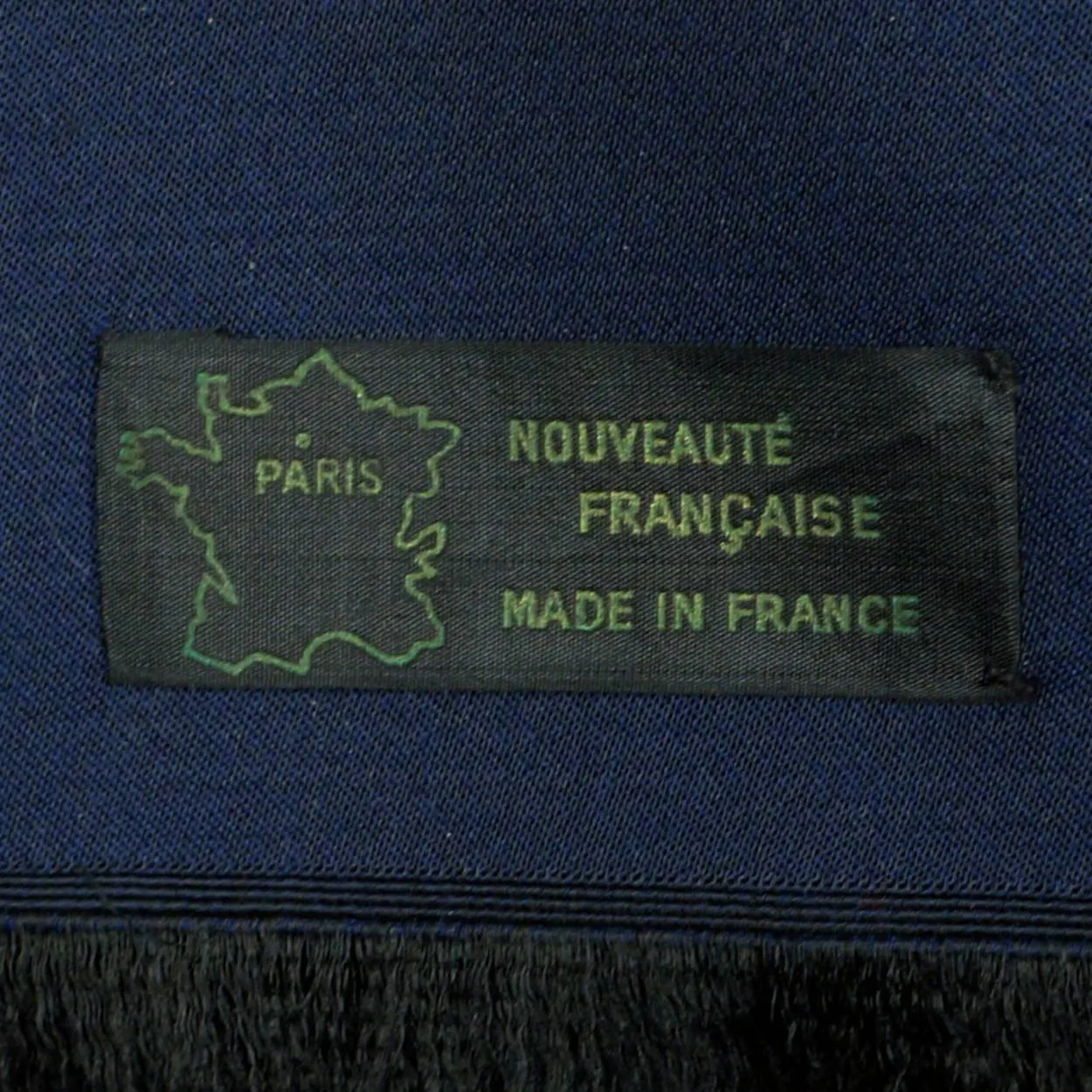 Vintage Mens Scarf Blue & Black Silk Blend Made in France Nouveaute Francaise