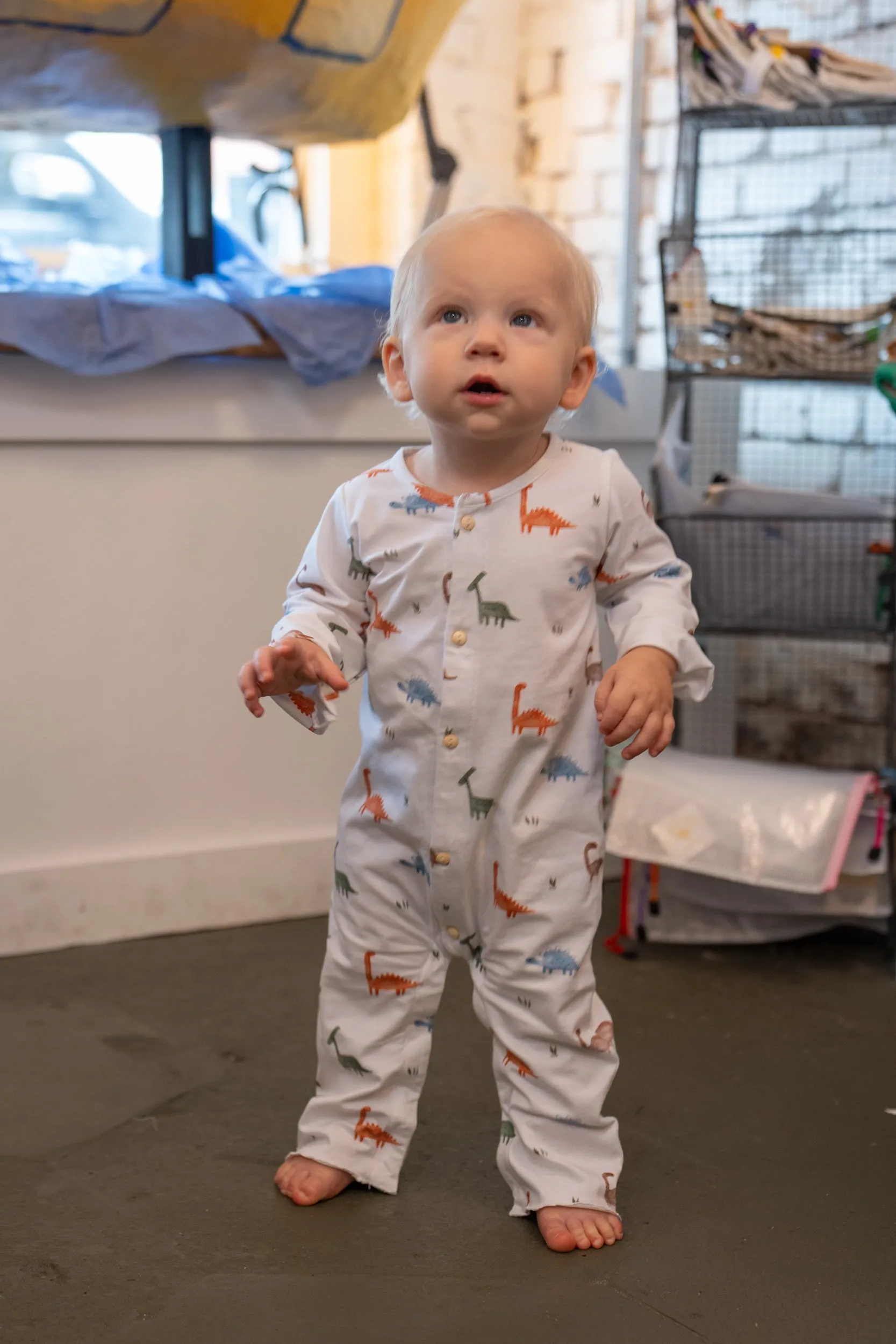 White Dino Boys Romper