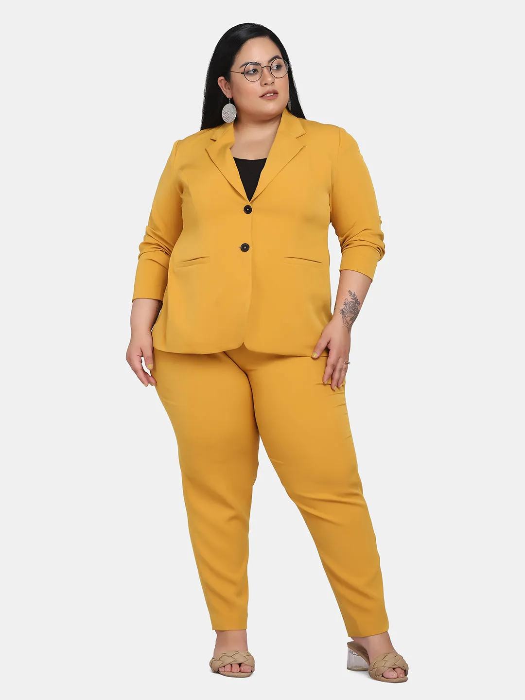 Women’s Slim Fit Stretch Trousers - Mustard Yellow