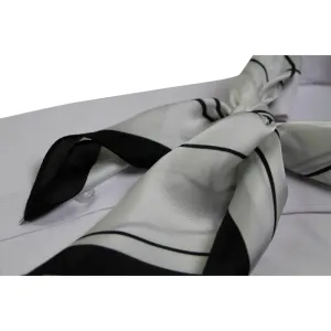 Womens White & Black Maze Silk Feel Soft Neck Scarf