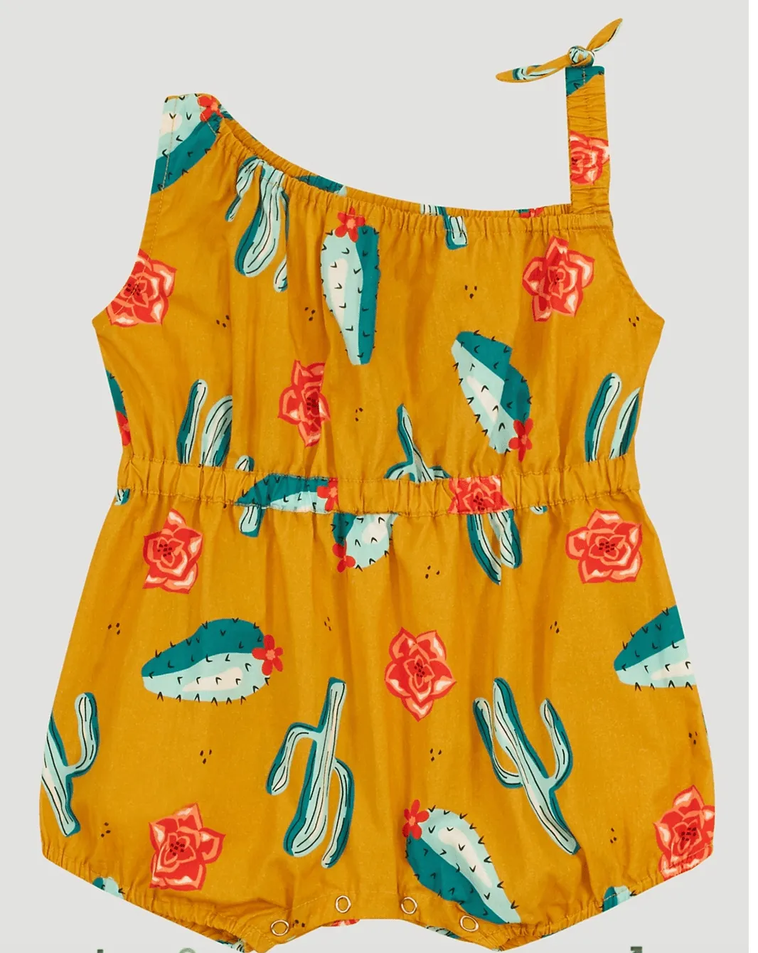 Wrangler Infant/Toddler Girl's One Shoulder Yellow Cactus Print Romper PQ0206Y