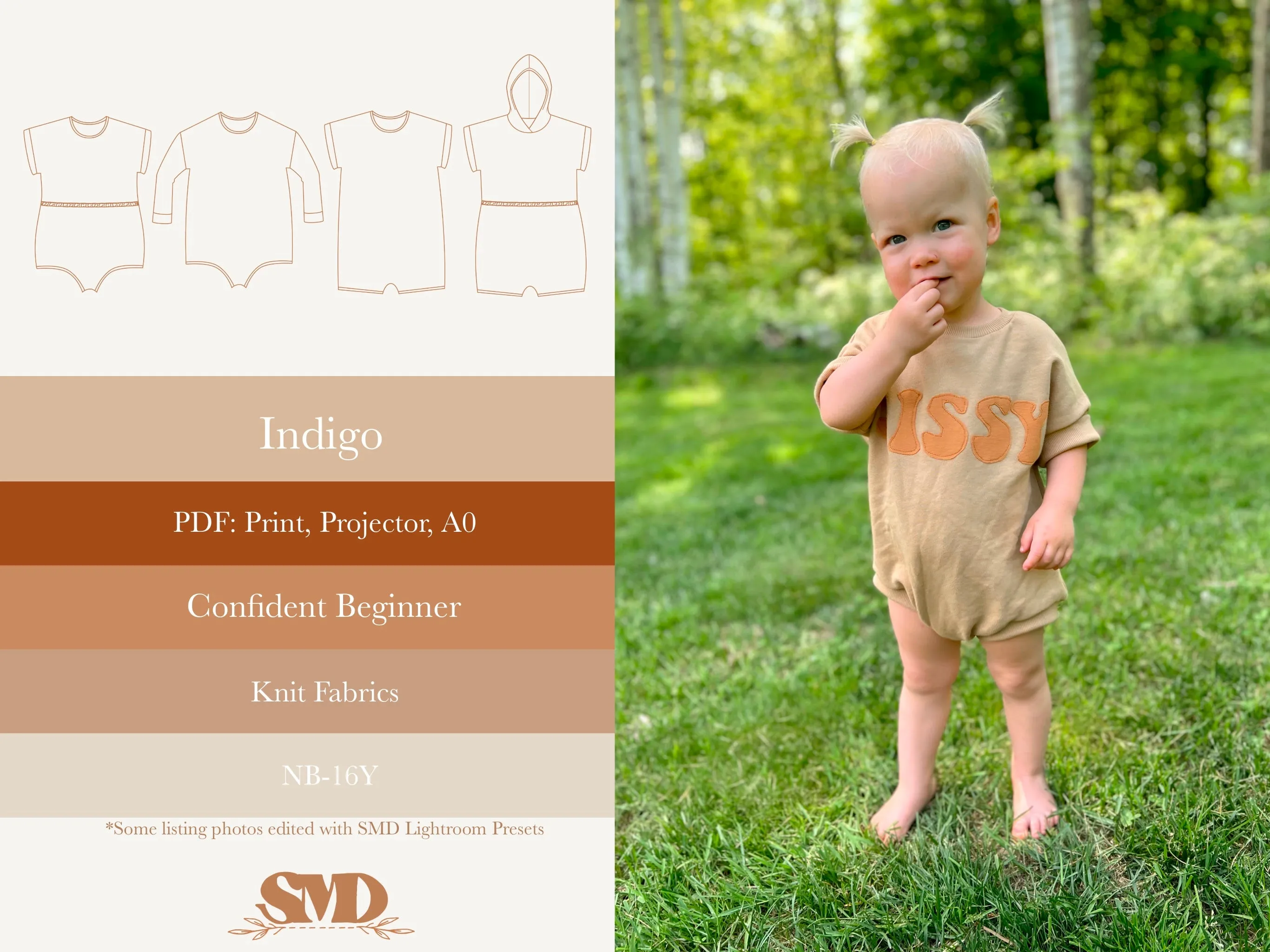 Youth Indigo Romper Digital Sewing Pattern Sizes NB-16Y