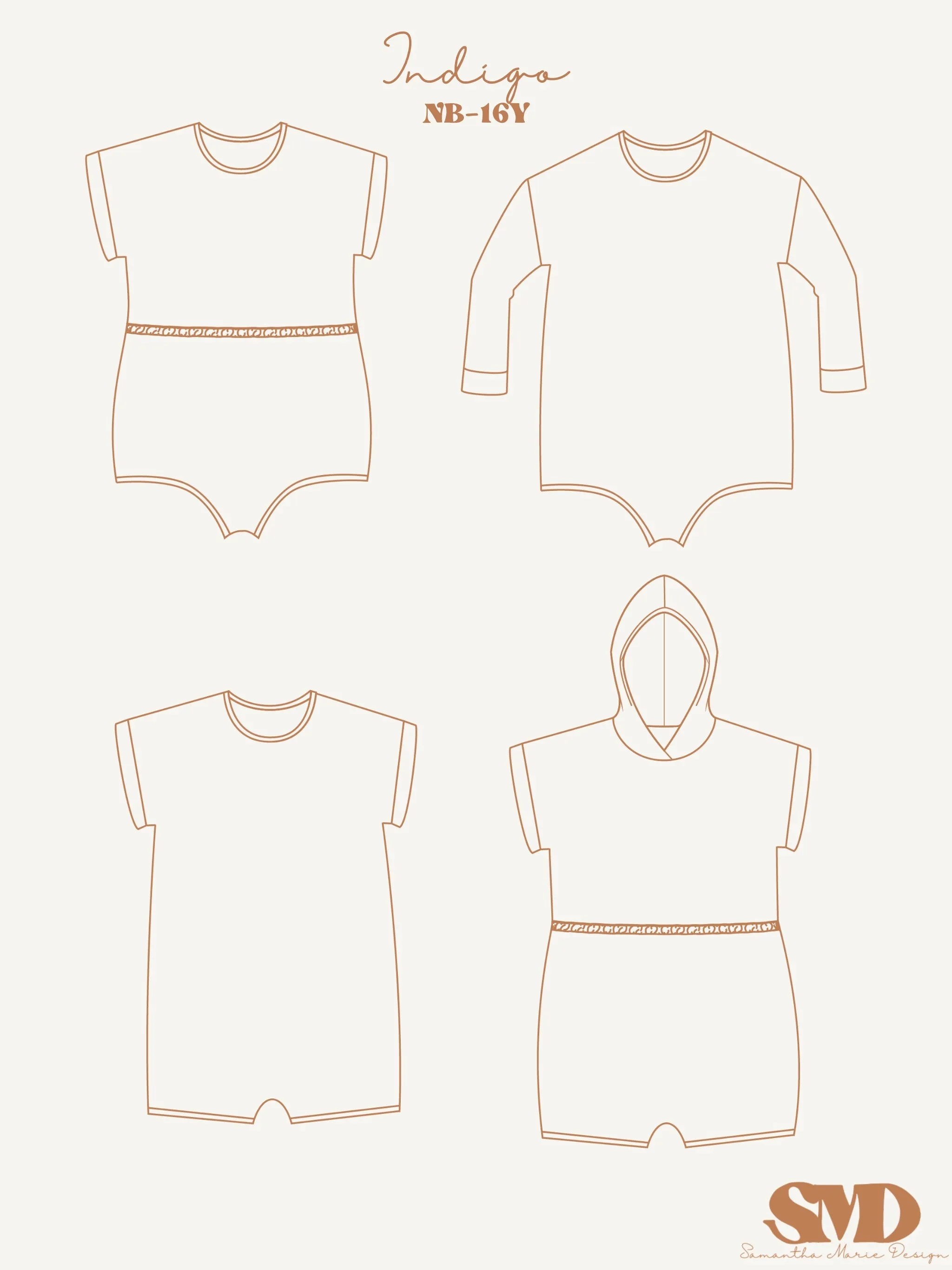 Youth Indigo Romper Digital Sewing Pattern Sizes NB-16Y